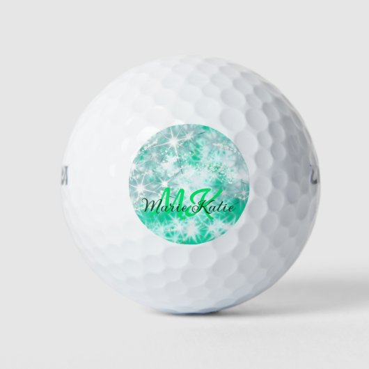 Turquoise blauwgroen agate aqua monogram letter te golfballen (Voorkant)