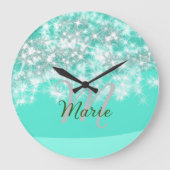 Turquoise blauwgroen agate aqua monogram letter te grote klok (Voorkant)