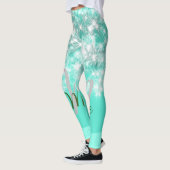 Turquoise blauwgroen agate aqua monogram letter te leggings (Links)
