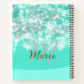 Turquoise blauwgroen agate aqua monogram letter te notitieboek (Achterkant)