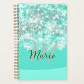 Turquoise blauwgroen agate aqua monogram letter te planner (Voorkant)