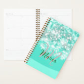Turquoise blauwgroen agate aqua monogram letter te planner (Display)