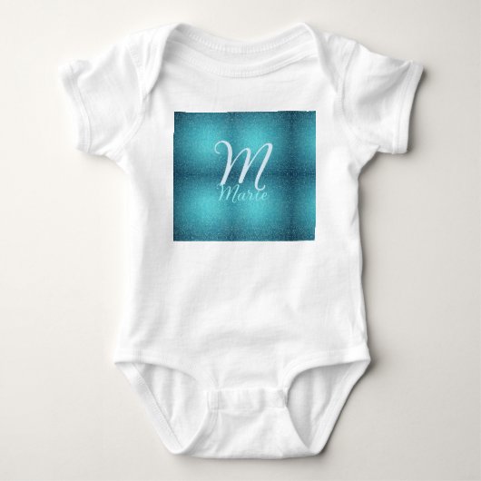 Turquoise blauwgroen agate aqua monogram letter te romper (Voorkant)