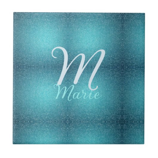 Turquoise blauwgroen agate aqua monogram letter te tegeltje (Voorkant)