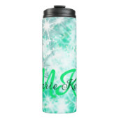 Turquoise blauwgroen agate aqua monogram letter te thermosbeker (Voorkant)