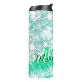 Turquoise blauwgroen agate aqua monogram letter te thermosbeker (Gedraaid links)