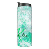 Turquoise blauwgroen agate aqua monogram letter te thermosbeker (Geroteerd rechts)