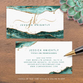 Turquoise Blauwgroen Agate Gold Glitter Monogram S Visitekaartje