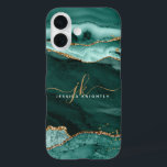 Turquoise Blauwgroen Agate Gold Glitter Script Mon iPhone 16 Hoesje<br><div class="desc">Moderne, elegante mobiele telefoonbehuizing met turquoise, blauwgroen agate en marmer- en goudglitteraccenten die gepersonaliseerd zijn met chic handgeschreven script monogram initialen en naam. Neem contact op met de ontwerper via Zazzle Chat of makeitaboutyoustore@gmail.com als je wilt dat dit ontwerp gewijzigd wordt, op een ander product of dat je objecten wilt...</div>
