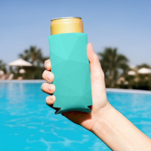 Turquoise blauwgroen aqua gradient geometrie mesh- seltzer blikjeskoeler