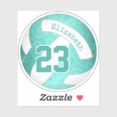 turquoise blauwgroen artsy girly volleyball sticker (Vel)