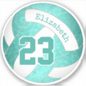 turquoise blauwgroen artsy girly volleyball sticker (Voorkant)