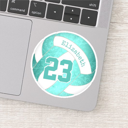 turquoise blauwgroen artsy girly volleyball sticker (Detail)