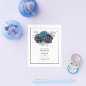  Turquoise - Blauwgroen Black en Silver Floral Flyer (Enkel)