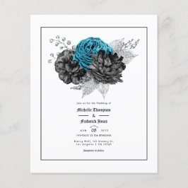  Turquoise - Blauwgroen Black en Silver Floral Flyer