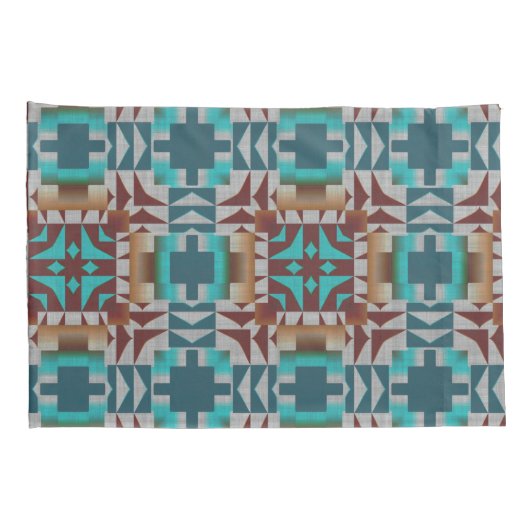 Turquoise Blauwgroen Blauw Donkerrood Bruin Grijs  Kussensloop (Achterkant-Rechts)