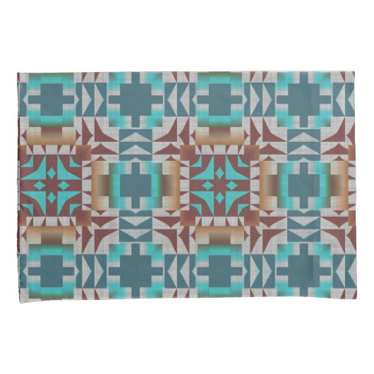 Turquoise Blauwgroen Blauw Donkerrood Bruin Grijs  Kussensloop (Voorkant-Rechts)