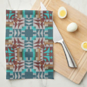 Turquoise Blauwgroen Blauw Donkerrood Bruin Grijs  Theedoek (Quarter Fold)