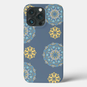 Turquoise Blauwgroen Blauw en geel Mandala Kunstpa Case-Mate iPhone Case