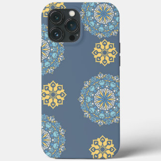 Turquoise Blauwgroen Blauw en geel Mandala Kunstpa Case-Mate iPhone Case