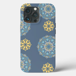 Turquoise Blauwgroen Blauw en geel Mandala Kunstpa Case-Mate iPhone Case