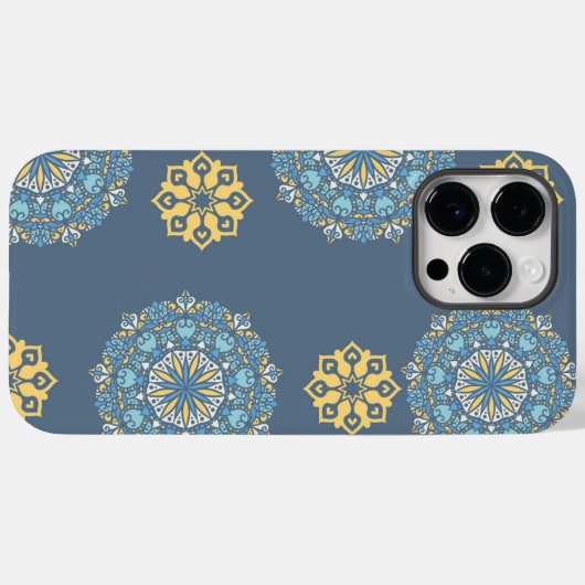 Turquoise Blauwgroen Blauw en geel Mandala Kunstpa Case-Mate iPhone Case (Achterkant (horizontaal))