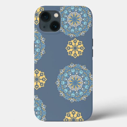 Turquoise Blauwgroen Blauw en geel Mandala Kunstpa Case-Mate iPhone Case (Achterkant)