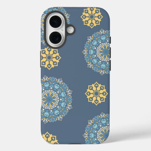 Turquoise Blauwgroen Blauw en geel Mandala Kunstpa Case-Mate iPhone Case (Achterkant)