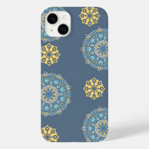 Turquoise Blauwgroen Blauw en geel Mandala Kunstpa Case-Mate iPhone 14 Plus Hoesje