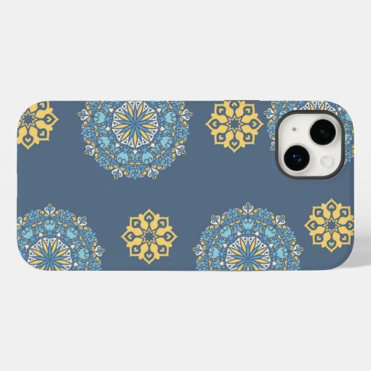 Turquoise Blauwgroen Blauw en geel Mandala Kunstpa Case-Mate iPhone Case (Achterkant (horizontaal))