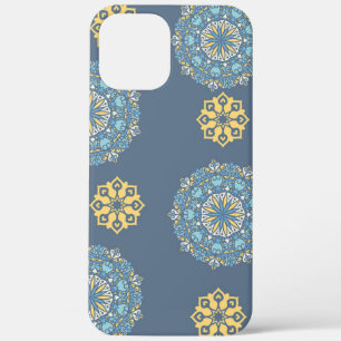 Turquoise Blauwgroen Blauw en geel Mandala Kunstpa Case-Mate iPhone Case