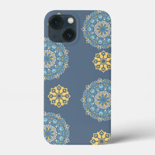 Turquoise Blauwgroen Blauw en geel Mandala Kunstpa Case-Mate iPhone Case