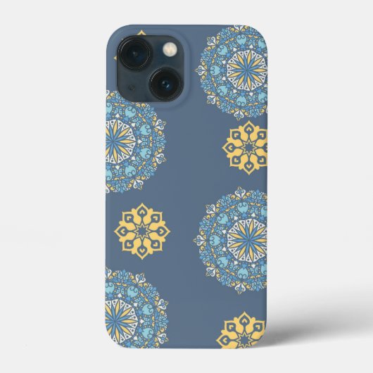 Turquoise Blauwgroen Blauw en geel Mandala Kunstpa Case-Mate iPhone Case (Achterkant)