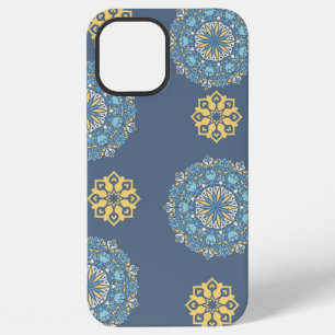 Turquoise Blauwgroen Blauw en geel Mandala Kunstpa iPhone 12 Pro Max Hoesje