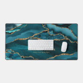 Turquoise Blauwgroen Blauw Goud Agaat Geode Busine Bureaumat (Keyboard & Muis)