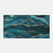 Turquoise Blauwgroen Blauw Goud Agaat Geode Busine Bureaumat (Voorkant)