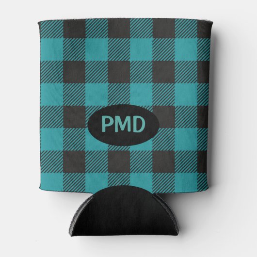 Turquoise Blauwgroen Blue Black Buffalo Plays Mono Blikjeskoeler (Voorkant)