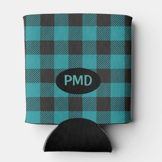 Turquoise Blauwgroen Blue Black Buffalo Plays Mono Blikjeskoeler (Achterkant)