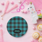 Turquoise Blauwgroen Blue Black Buffalo Plays Mono Papieren Bordje (Feest)