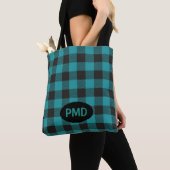 Turquoise Blauwgroen Blue Black Buffalo Plays Mono Tote Bag (Dichtbij)