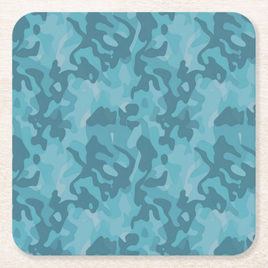 Turquoise Blauwgroen Blue Camo Onderzetter Set (Voorkant)