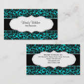 Turquoise/Blauwgroen Blue Damask Visitekaartjes (Voorkant / Achterkant)