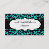 Turquoise/Blauwgroen Blue Damask Visitekaartjes (Achterkant)
