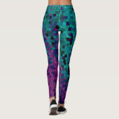 Turquoise Blauwgroen Blue en Paars Violet Mosaic Leggings (Achterkant)