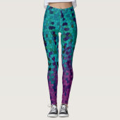 Turquoise Blauwgroen Blue en Paars Violet Mosaic Leggings (Voorkant)