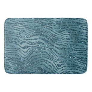 Turquoise Blauwgroen Blue Glitter Zebra Print Badmat