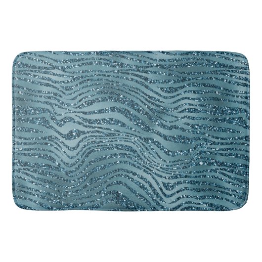 Turquoise Blauwgroen Blue Glitter Zebra Print Badmat (Voorkant)