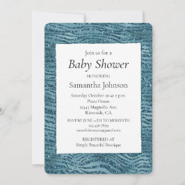 Turquoise Blauwgroen Blue Glitter Zebra Print Kaart