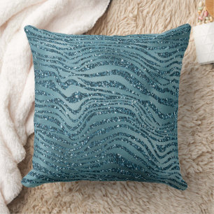 Turquoise Blauwgroen Blue Glitter Zebra Print Kussen