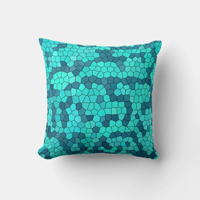 Turquoise Blauwgroen Blue Pattern Kussen (Voorkant)